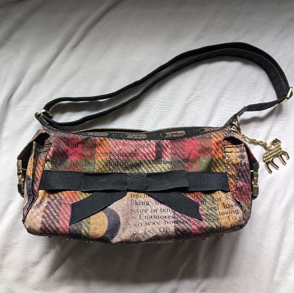 L.A.M.B for LeSportsac Gwen Stefani plaid hobo bag w/ lamb keychain